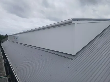 The finished new roof, spouting and wall cladding at Snow Bros